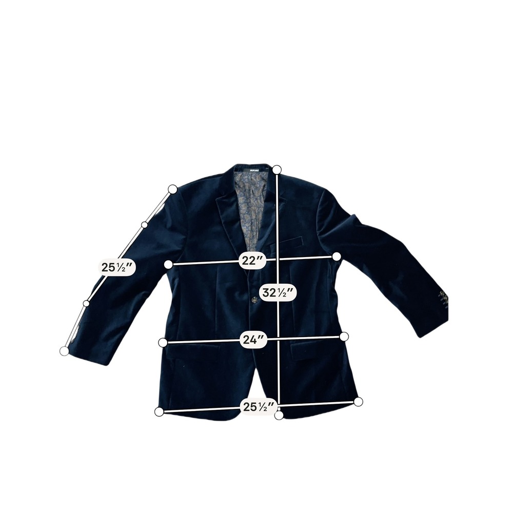 Murano Mens Navy Blue Cotton Velvet Slim Fit Blazer Sport Coat 44R Formal Jacket - Picture 5 of 12